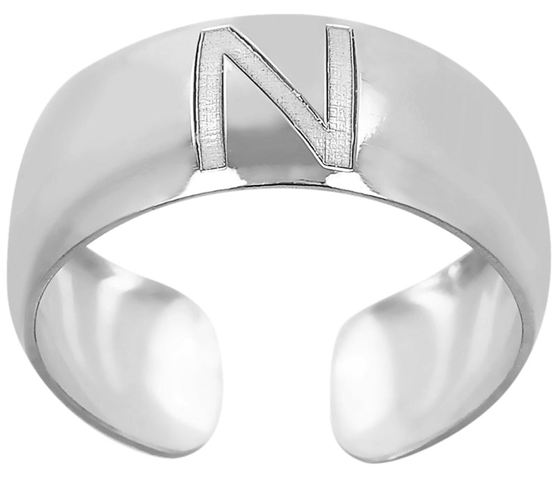 Italian Silver Adjustable Initial Toe Ring — View 29