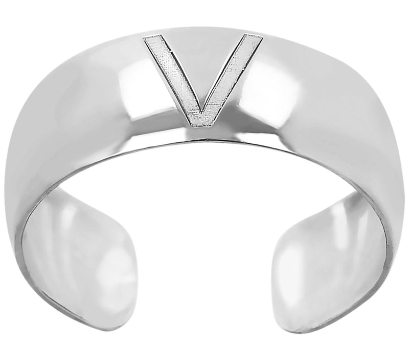 Italian Silver Adjustable Initial Toe Ring — View 45