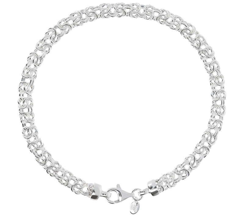 UltraFine Silver Polished Byzantine Link AnkleBracelet — Main view
