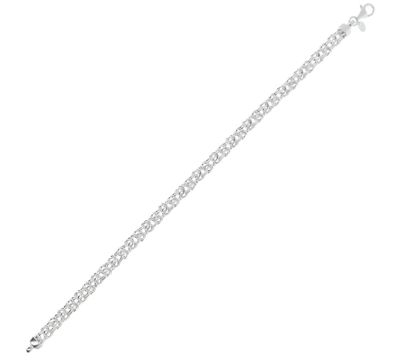 UltraFine Silver Polished Byzantine Link AnkleBracelet — View 2
