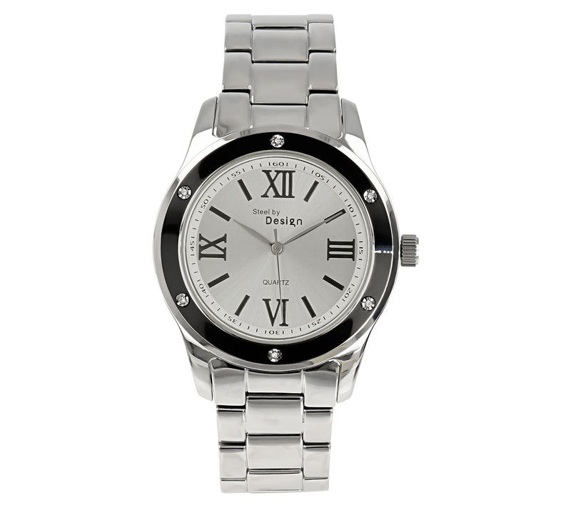 Steel By Design Enamel Bezel Stainless Steel Watch — View 7
