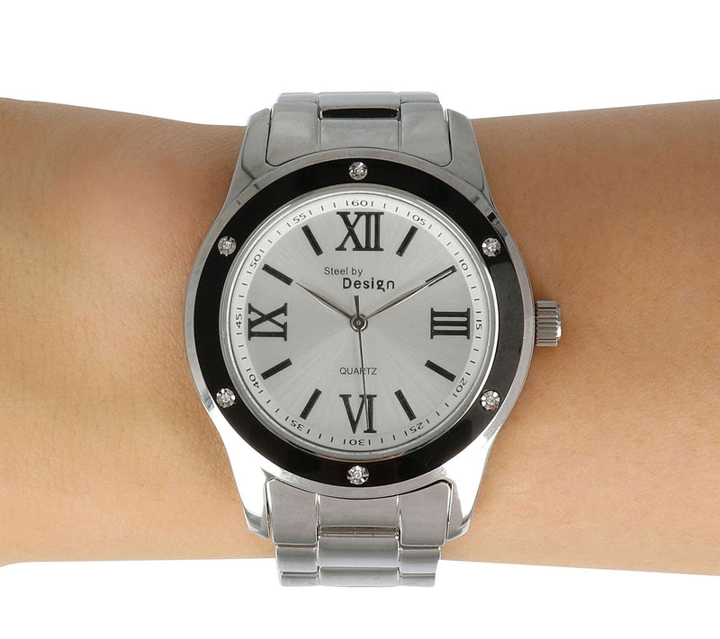 Steel By Design Enamel Bezel Stainless Steel Watch — View 13