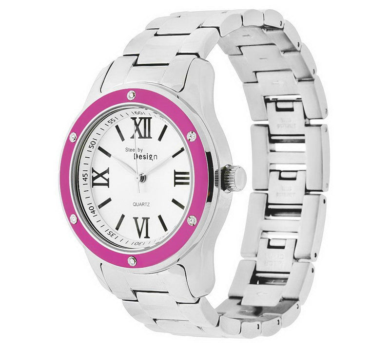 Steel By Design Enamel Bezel Stainless Steel Watch — View 14