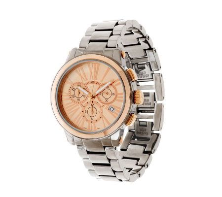 Vicence 14K Gold Bezel Chronograph Ceramic Link Watch — Main view