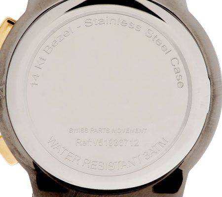 Vicence 14K Gold Bezel Chronograph Ceramic Link Watch — View 6