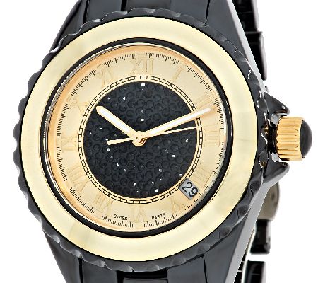 Vicence 14K Gold 1.00 cttw Black Spinel CeramicWatch — View 9