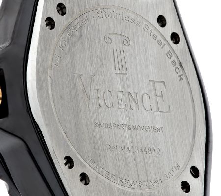 Vicence 14K Gold 1.00 cttw Black Spinel CeramicWatch — View 8