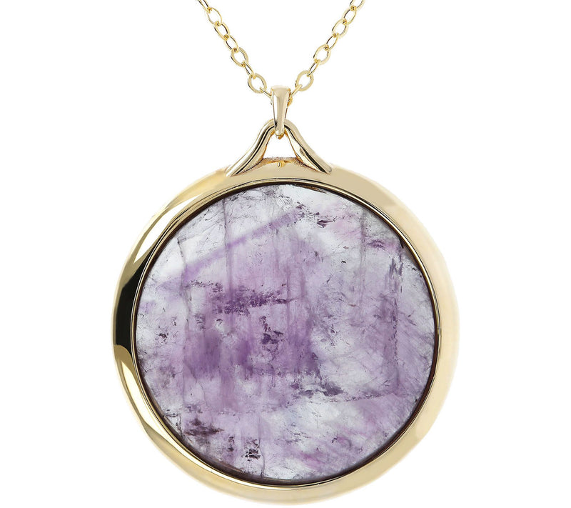 Gem Gossip Gemstone Round Pendant w/ Chain, 10KGold — View 5