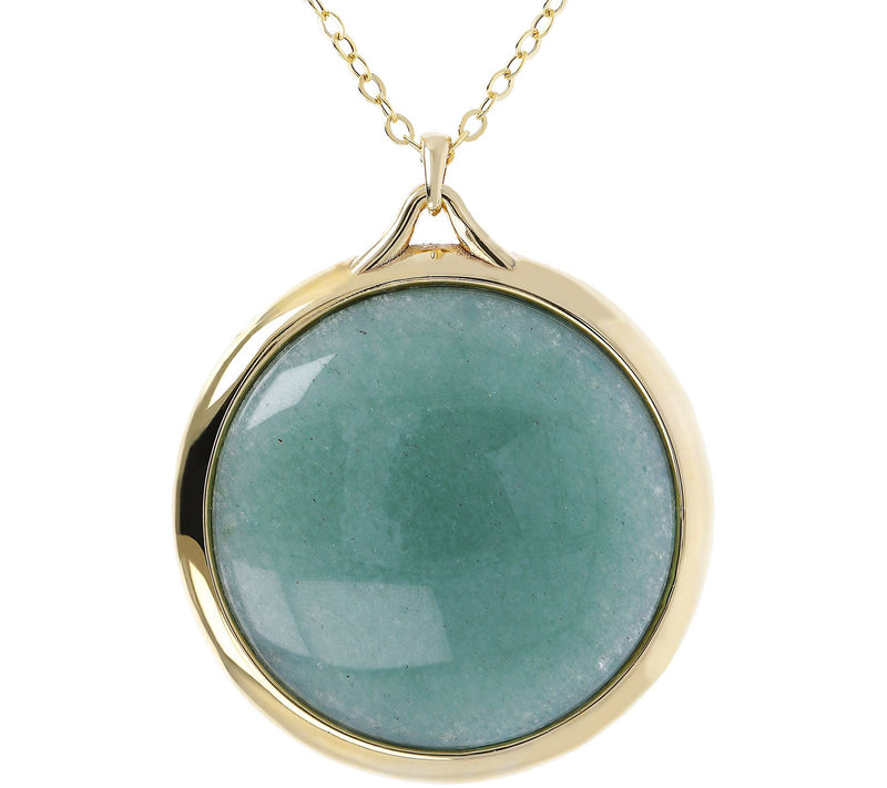 Gem Gossip Gemstone Round Pendant w/ Chain, 10KGold — View 3