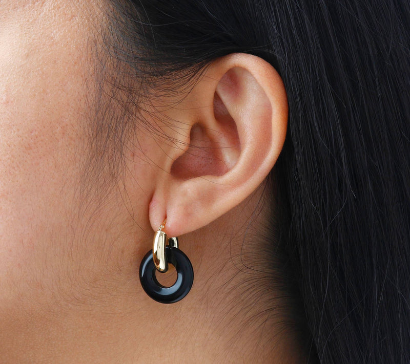 Gem Gossip Gemstone Hoop Earrings, 10K Gold — View 10