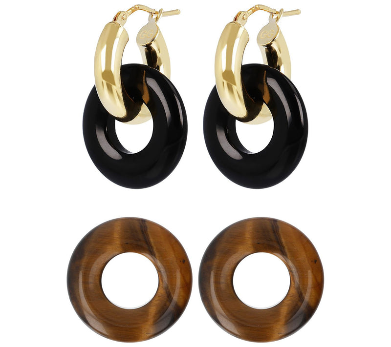 Gem Gossip Gemstone Hoop Earrings, 10K Gold — View 5