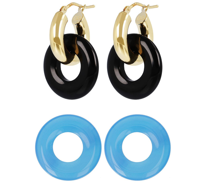 Gem Gossip Gemstone Hoop Earrings, 10K Gold — Main view