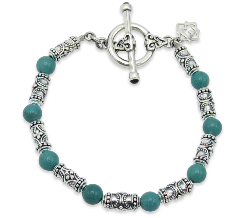 Elyse Ryan Sterling Silver Turquoise Bead Brace let — View 2