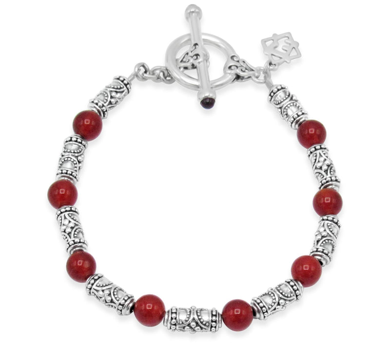 Elyse Ryan Sterling Silver Carnelian Bead Brace let — View 2
