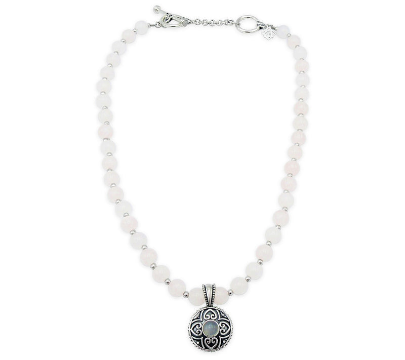 Elyse Ryan Enhancer with Rose Quartz Bead N eck lace — View 2