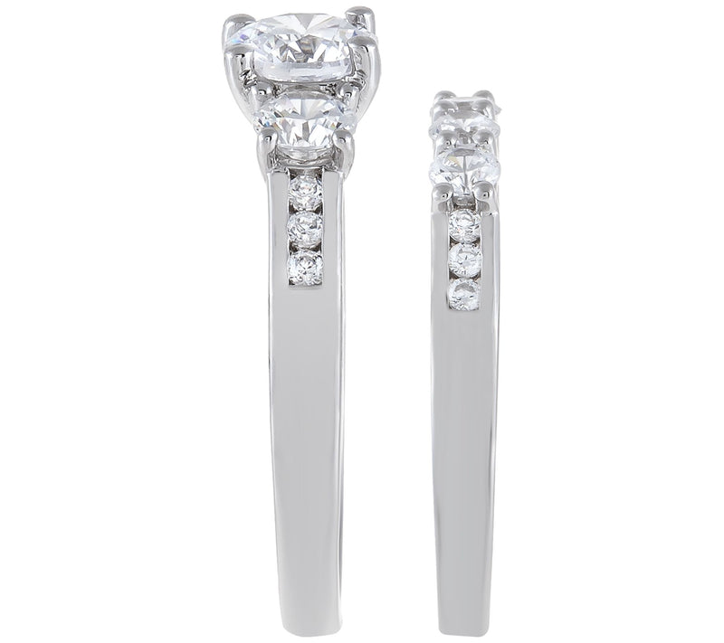 Diamonique 2.15 cttw Round-Cut Bridal Ring Set,Sterling — View 2