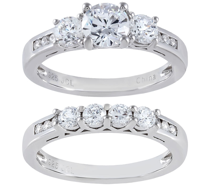 Diamonique 2.15 cttw Round-Cut Bridal Ring Set,Sterling — Main view