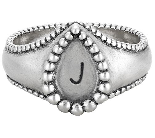 Or Paz Sterling Silver Personalized Initial Teardrop Ring — View 21