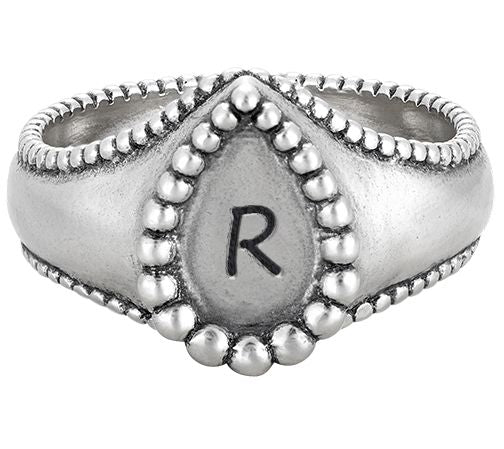 Or Paz Sterling Silver Personalized Initial Teardrop Ring — View 37