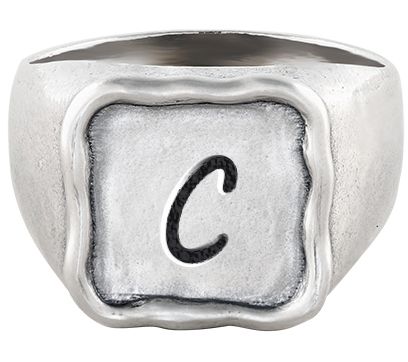 Or Paz Sterling Silver Personalized Initial Signet Ring — View 7