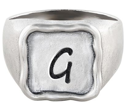 Or Paz Sterling Silver Personalized Initial Signet Ring — View 15