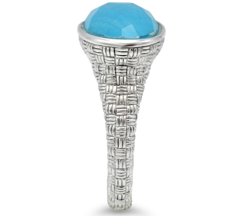 Ariva Sterling Silver Turquoise & Rock Cryst alRing — View 3