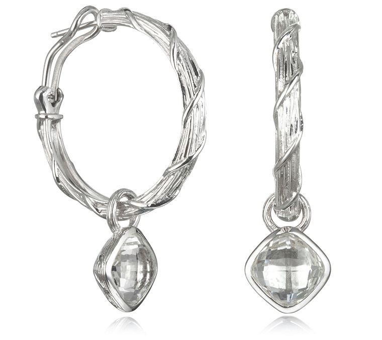 Ariva Sterling Silver Rock Crystal Convertibl eHoop Earrings — Main view