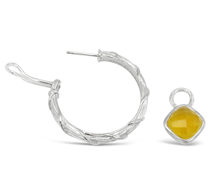 Ariva Sterling Silver Chalcedony Convertible Hoop Earrings — View 3