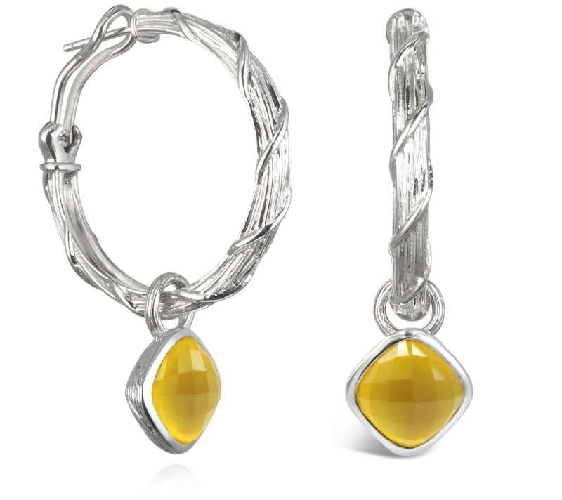 Ariva Sterling Silver Chalcedony Convertible Hoop Earrings — Main view