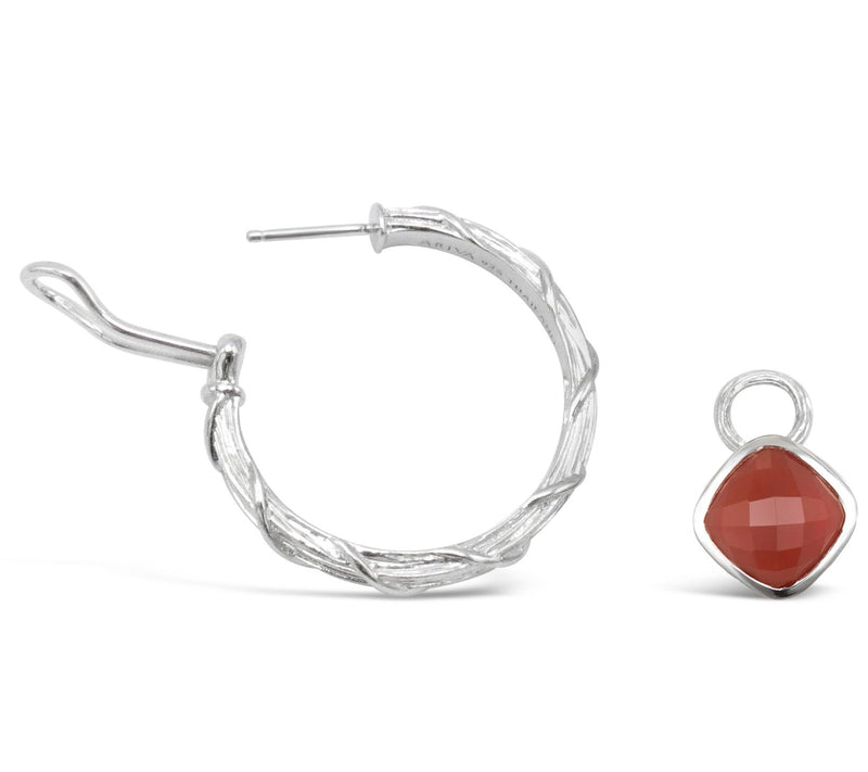 Ariva Sterling Silver Carnelian Convertible Hoop Earrings — View 3