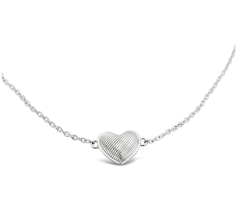 Ariva Sterling Silver Textured Heart Ankle Brac elet — Main view