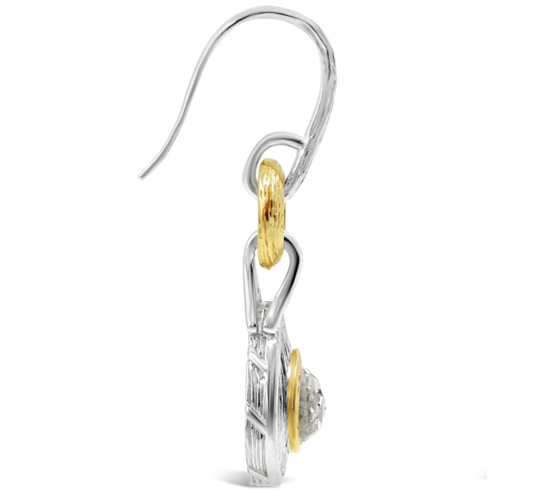 Ariva Sterling Silver Two-Tone White Topaz Dangle Earrings — View 2