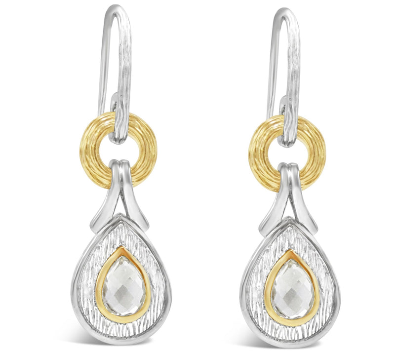 Ariva Sterling Silver Two-Tone White Topaz Dangle Earrings — Main view