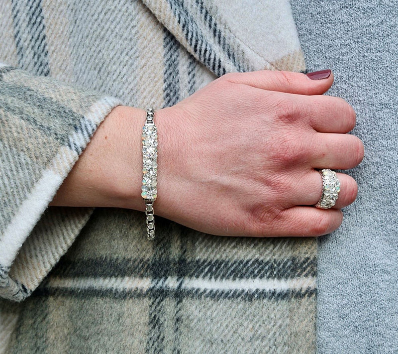 Ariva 14K Gold Clad White Agate Textured Hoop E arrings — View 4