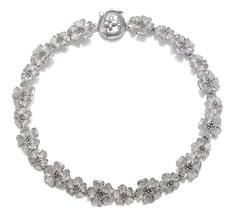 Ariva Sterling Silver Textured Flower Link Bracelet — Main view