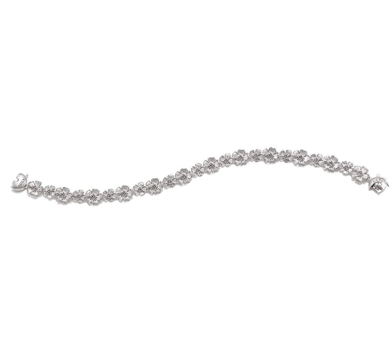 Ariva Sterling Silver Textured Flower Link Bracelet — View 2