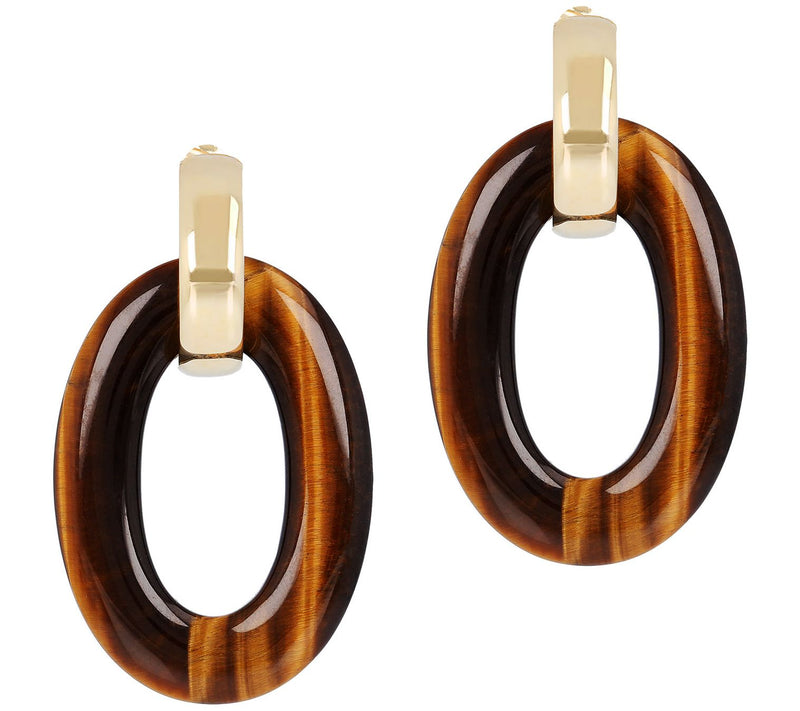 Gem Gossip Oval Gemstone Dangle Earrings, 10K Gold — View 7