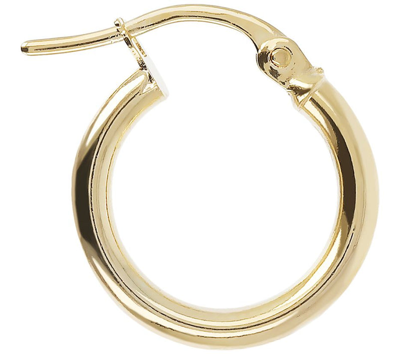 Italian Gold 1/2" Round Hoop Earrings, 18K — View 6