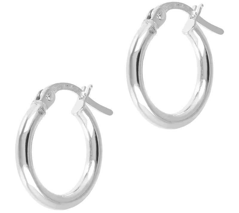 Italian Gold 1/2" Round Hoop Earrings, 18K — View 5