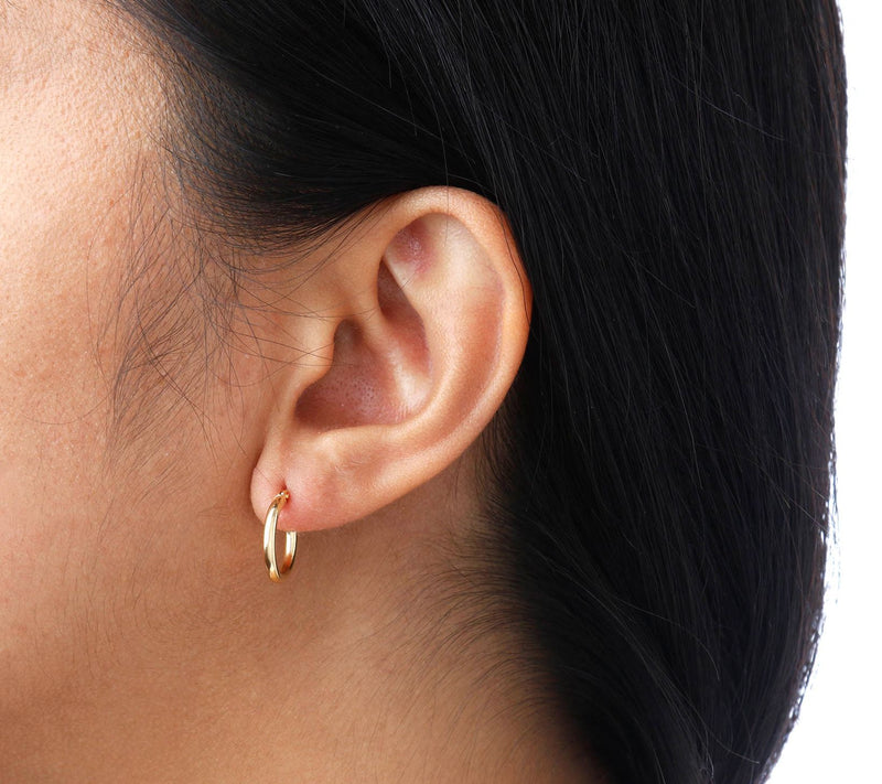 Italian Gold 1/2" Round Hoop Earrings, 18K — View 7