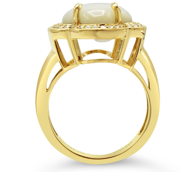 14K Gold Mother of Pearl & White Topaz Ring — View 2