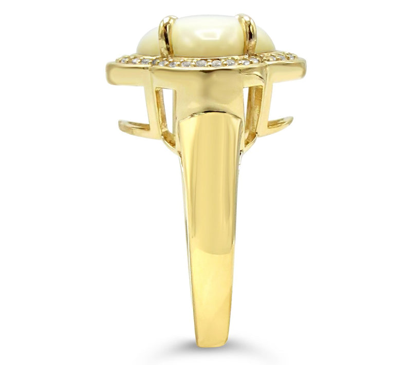 14K Gold Mother of Pearl & White Topaz Ring — View 3