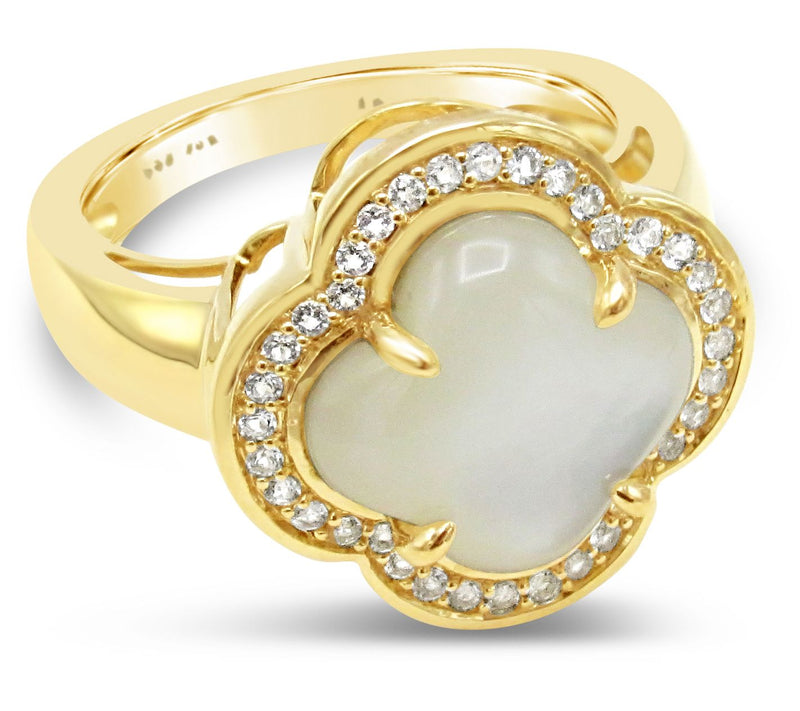 14K Gold Mother of Pearl & White Topaz Ring — Main view