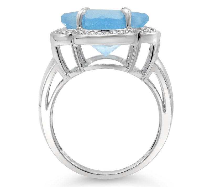 14K White Gold Chalcedony & White Topaz Ring — View 2
