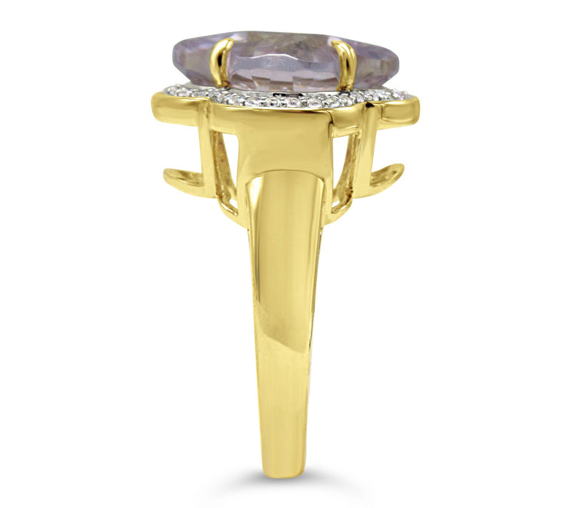 14K Gold 5.70 cttw Pink Amethyst & White Topaz Ring — View 3