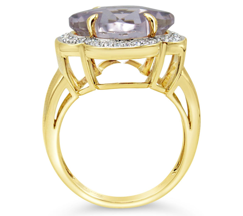 14K Gold 5.70 cttw Pink Amethyst & White Topaz Ring — View 2
