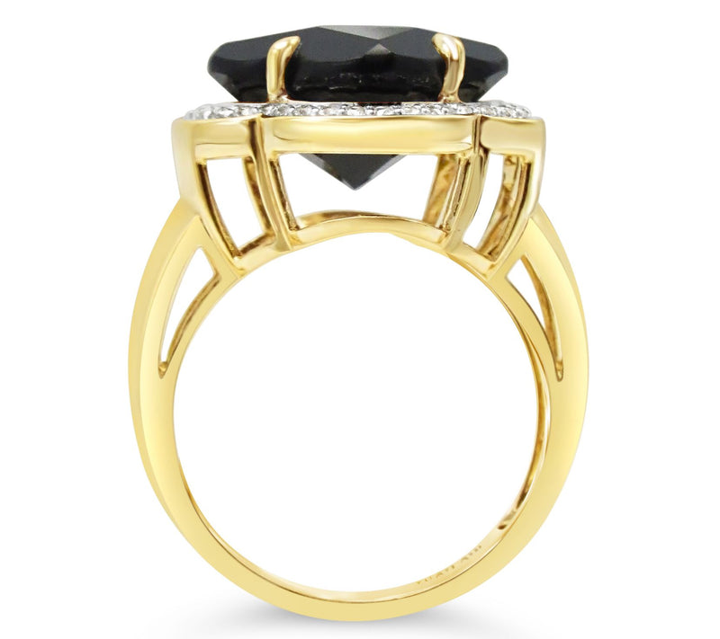 14K Gold Black Onyx & White Topaz Ring — View 2