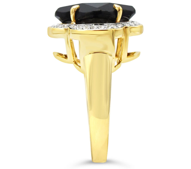 14K Gold Black Onyx & White Topaz Ring — View 3