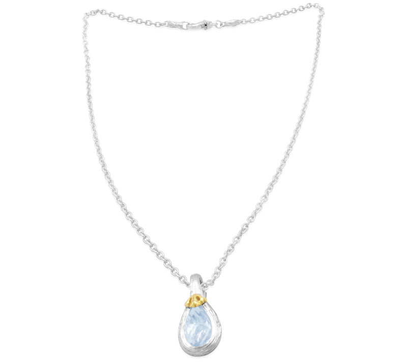Ariva Sterling & 18K 1.40 cttw Blue Topaz Pendant w/ Chain — View 2