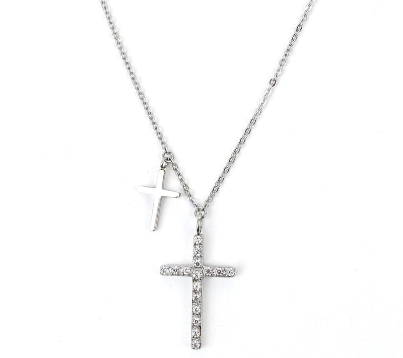 My Saint My Hero Walk by Faith Double Cross Necklace — View 5